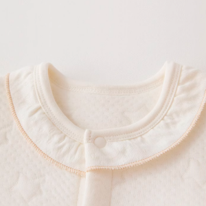 Baby Air Layer Lace-Trimmed Full Front-Opening Romper - Natural Baby Clothing丨Pure, organic, dye-free care, cozy and gentle for babies