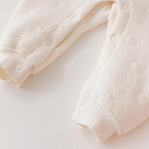 Baby Air Layer Lace-Trimmed Full Front-Opening Romper - Natural Baby Clothing丨Pure, organic, dye-free care, cozy and gentle for babies