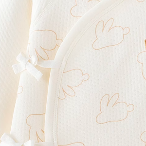 Rabbit Print Air Layer Wrap-Style Tie-Front Romper