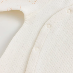 Rabbit Print Air Layer Wrap-Style Snap-Front Romper