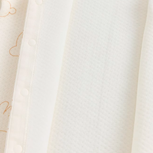 ラビットプリント エアレイヤー スタンドカラー フルフロントオープンロンパース