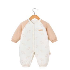 Deer Antler Print Quilted Stand Collar Romper