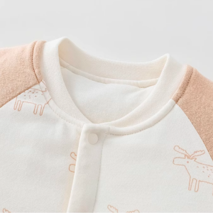 Deer Antler Print Quilted Stand Collar Romper