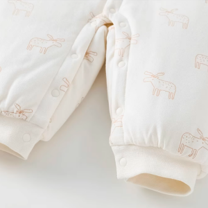 Deer Antler Print Quilted Stand Collar Romper