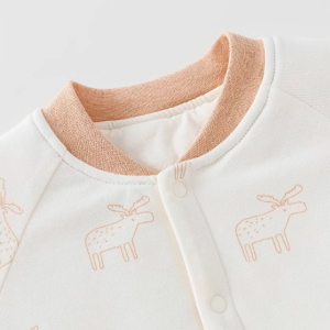 Deer Antler Print Quilted Stand Collar Top