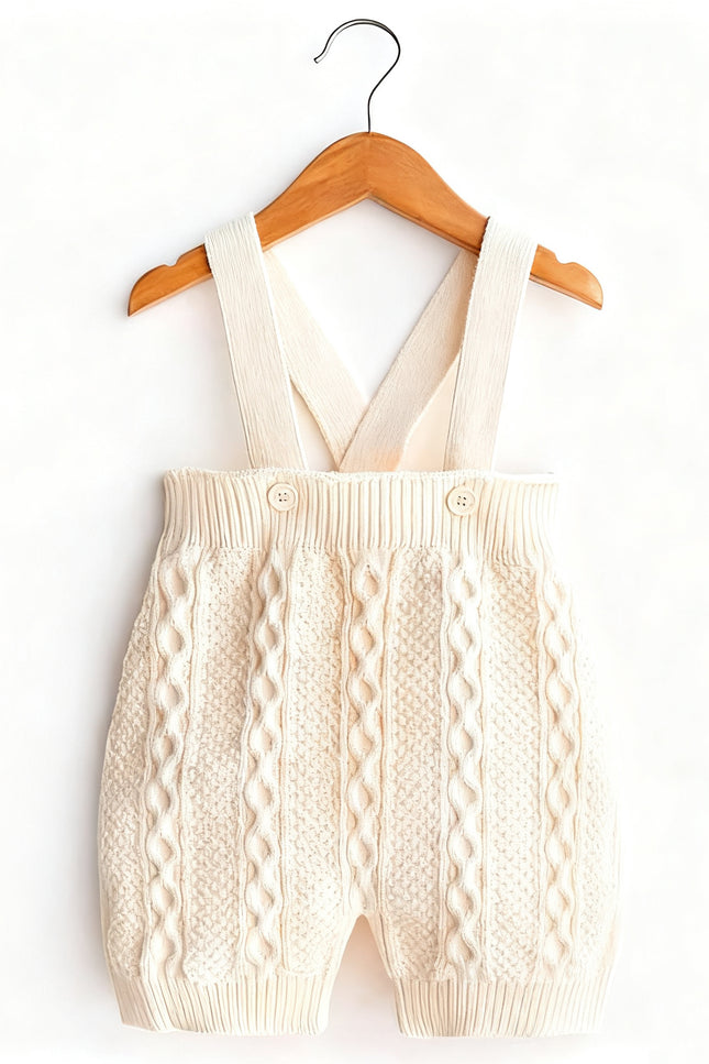 Natural Cotton Infants' Knitted Overalls Shorts with Adjustable Straps for Comfort and Versatility - Natural Baby Clothing丨Pure, organic, dye-free care, cozy and gentle for babies