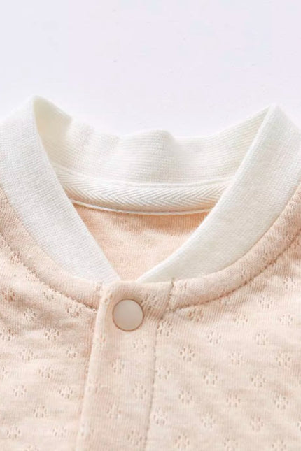 Baby Stand-Up Collar Front-Opening Long Sleeve Set - Natural Baby Clothing丨Pure, organic, dye-free care, cozy and gentle for babies
