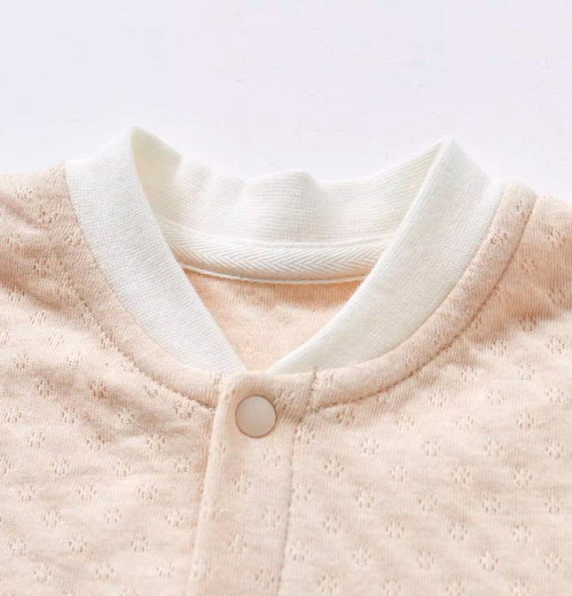 Baby Stand-Up Collar Front-Opening Long Sleeve Set - Natural Baby Clothing丨Pure, organic, dye-free care, cozy and gentle for babies