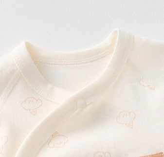 Baby Tie-Strap Onesie with Easy Diaper Change Feature - Natural Baby Clothing丨Pure, organic, dye-free care, cozy and gentle for babies