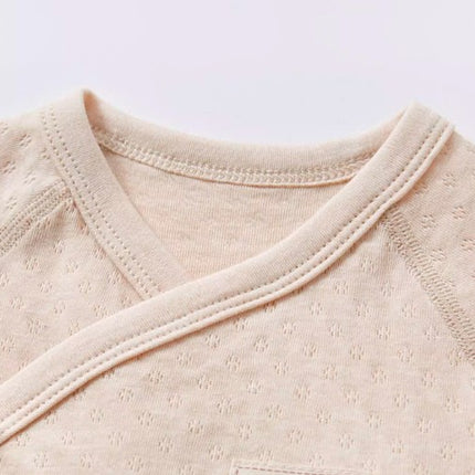 Light Brown Long-Sleeved Tie-Strap Triangle Romper for Babies - Natural Baby Clothing丨Pure, organic, dye-free care, cozy and gentle for babies