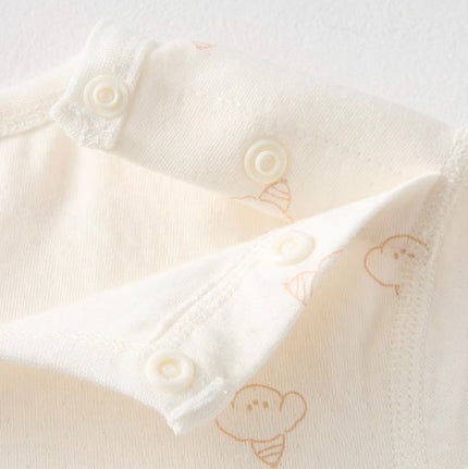 Round-Neck Shoulder Snap Set with Comfortable Fit - Natural Baby Clothing丨Pure, organic, dye-free care, cozy and gentle for babies