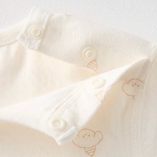 Round-Neck Shoulder Snap Set with Comfortable Fit - Natural Baby Clothing丨Pure, organic, dye-free care, cozy and gentle for babies