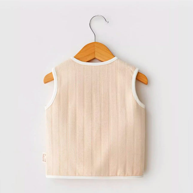 nfant Diagonal Placket Tie-Strap Vest for Easy Dressing - Natural Baby Clothing丨Pure, organic, dye-free care, cozy and gentle for babies