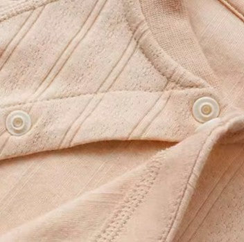Diagonal Placket Collared Snap Button Baby Romper with Adjustable Fit - Natural Baby Clothing丨Pure, organic, dye-free care, cozy and gentle for babies