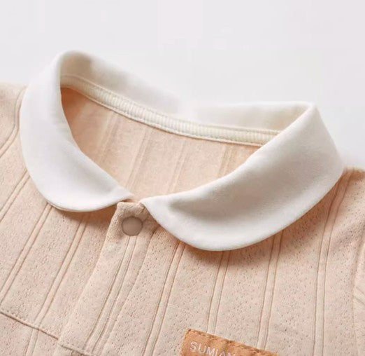 Baby Peter Pan Collar Snap Button Romper for Easy Dressing - Natural Baby Clothing丨Pure, organic, dye-free care, cozy and gentle for babies