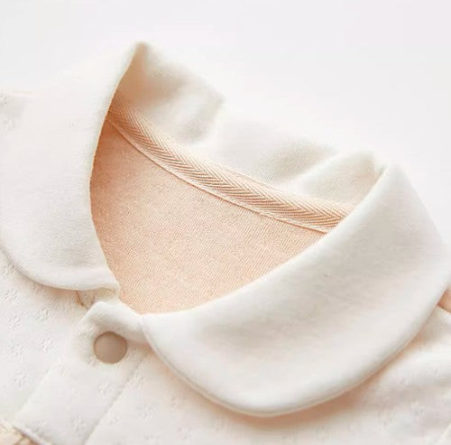 Baby Long-Sleeved Snap Onesie for Comfort and Convenience Soft Cotton - Natural Baby Clothing丨Pure, organic, dye-free care, cozy and gentle for babies