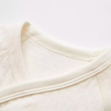 Cotton Natural Color Long-Sleeved Triangle Romper with Tie-Straps - Natural Baby Clothing丨Pure, organic, dye-free care, cozy and gentle for babies