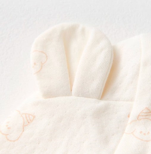 Baby Double-Layer Tie-Back Beanie with Adjustable Straps - Natural Baby Clothing丨Pure, organic, dye-free care, cozy and gentle for babies