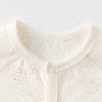 Long-Sleeved Front-Opening Triangle Romper for Infants - Natural Baby Clothing丨Pure, organic, dye-free care, cozy and gentle for babies