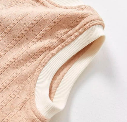 Stand-Up Collar Double-Layer Vest with Adjustable Fit for All Seasons - Natural Baby Clothing丨Pure, organic, dye-free care, cozy and gentle for babies