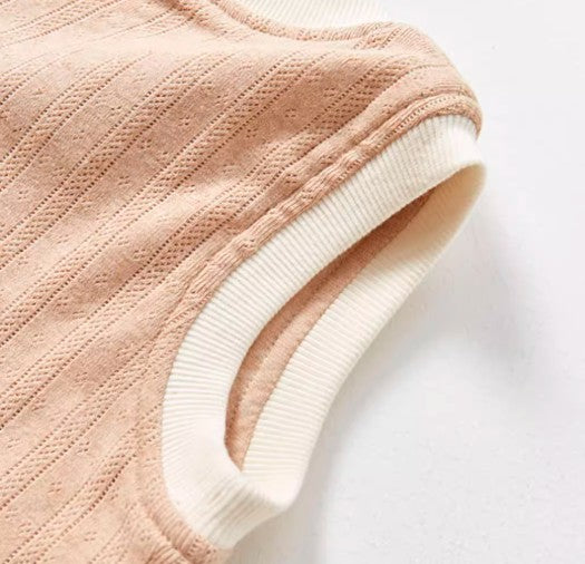 Stand-Up Collar Double-Layer Vest with Adjustable Fit for All Seasons - Natural Baby Clothing丨Pure, organic, dye-free care, cozy and gentle for babies