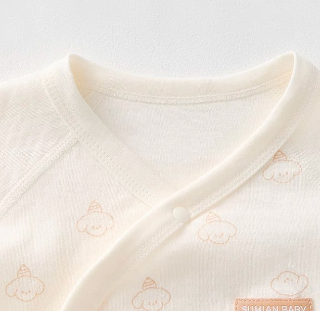 Long-Sleeved Tie-Strap Triangle Romper for Babies - Natural Baby Clothing丨Pure, organic, dye-free care, cozy and gentle for babies