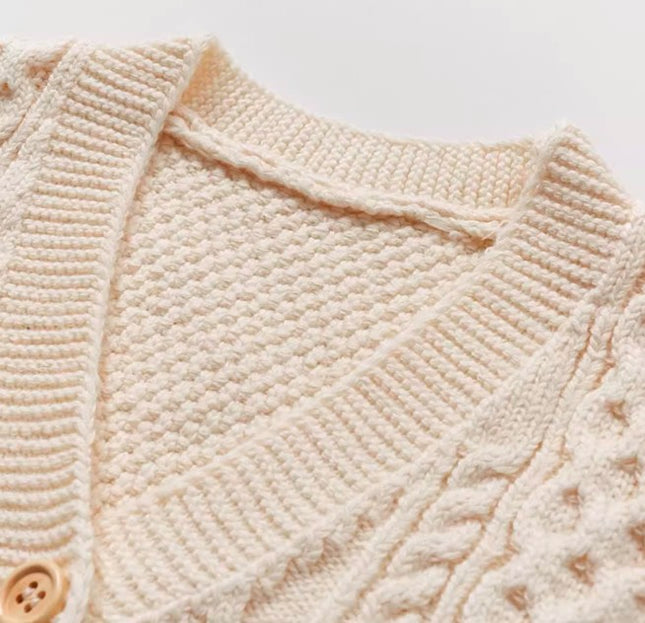 Natural Cotton Knitted Front-Opening Vest with Adjustable Closure for Versatile Layering - Natural Baby Clothing丨Pure, organic, dye-free care, cozy and gentle for babies