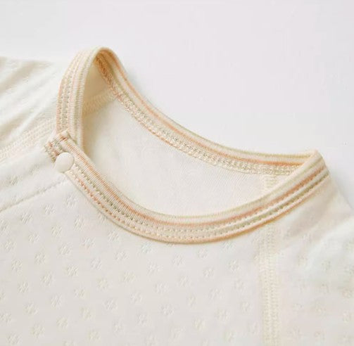 Baby Long-Sleeved Snap Onesie for Comfort and Convenience - Natural Baby Clothing丨Pure, organic, dye-free care, cozy and gentle for babies