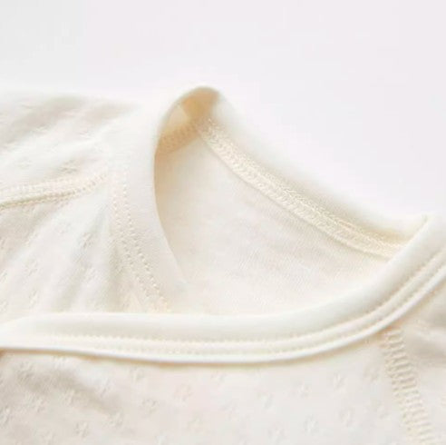 Baby Long-Sleeved Tie-Strap Romper for Comfort - Natural Baby Clothing丨Pure, organic, dye-free care, cozy and gentle for babies