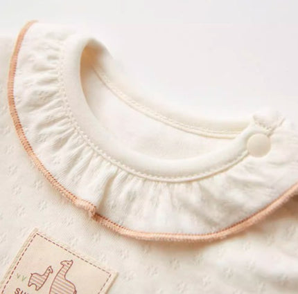 Shoulder Snap Long-Sleeved Triangle Romper for Babies - Natural Baby Clothing丨Pure, organic, dye-free care, cozy and gentle for babies