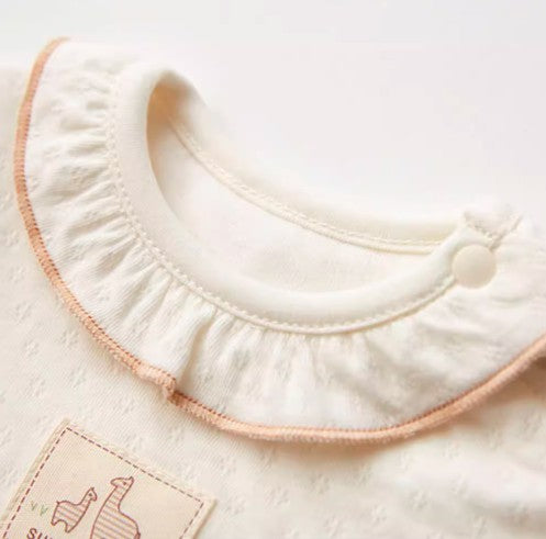 Shoulder Snap Long-Sleeved Triangle Romper for Babies - Natural Baby Clothing丨Pure, organic, dye-free care, cozy and gentle for babies