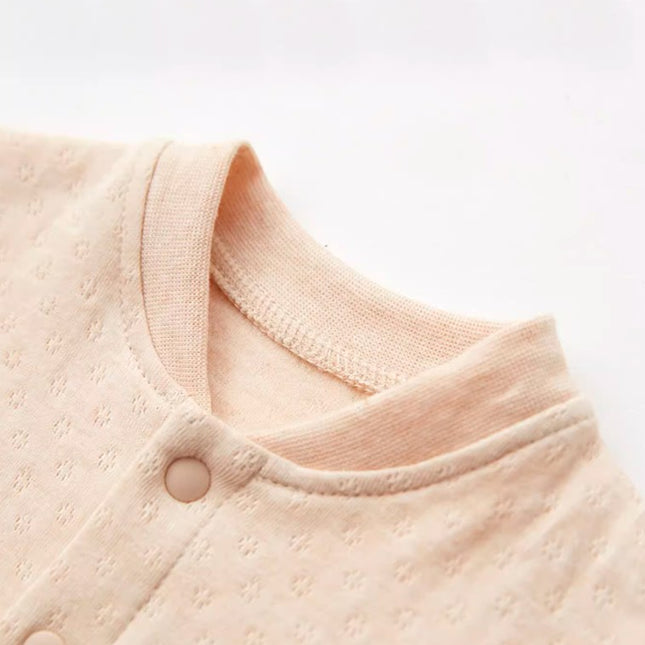 Baby Stand-Up Collar Snap Onesie with Long Sleeves - Natural Baby Clothing丨Pure, organic, dye-free care, cozy and gentle for babies