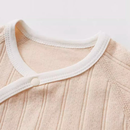 Diagonal Placket Tie-Strap Romper for Babies with Adjustable Fit - Natural Baby Clothing丨Pure, organic, dye-free care, cozy and gentle for babies