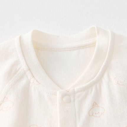 Baby Stand-Up Collar Front-Opening Onesie for Comfort - Natural Baby Clothing丨Pure, organic, dye-free care, cozy and gentle for babies