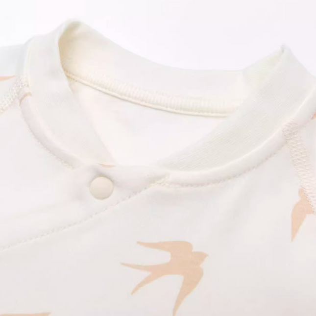 Asymmetrical Placket Snap Button Romper with Adjustable Fit for Comfort and Style - Natural Baby Clothing丨Pure, organic, dye-free care, cozy and gentle for babies