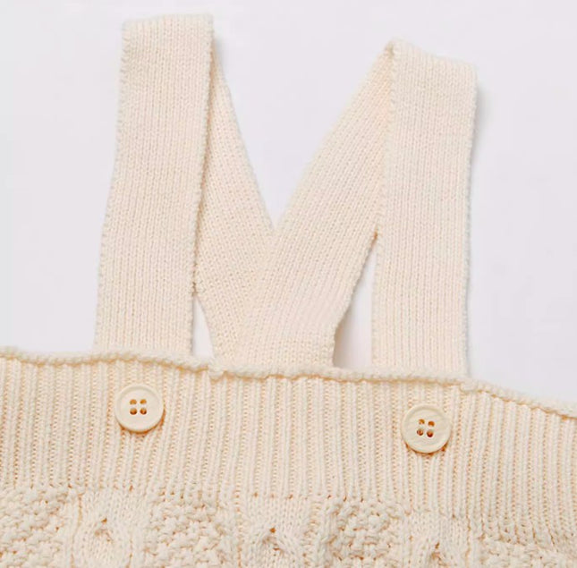 Natural Cotton Infants' Knitted Overalls Shorts with Adjustable Straps for Comfort and Versatility - Natural Baby Clothing丨Pure, organic, dye-free care, cozy and gentle for babies