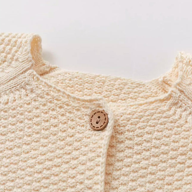 Natural Cotton Corn Knit Open-Front Cardigan with Breathable and Lightweight Design - Natural Baby Clothing丨Pure, organic, dye-free care, cozy and gentle for babies