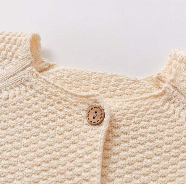 Natural Cotton Corn Knit Open-Front Cardigan with Breathable and Lightweight Design - Natural Baby Clothing丨Pure, organic, dye-free care, cozy and gentle for babies