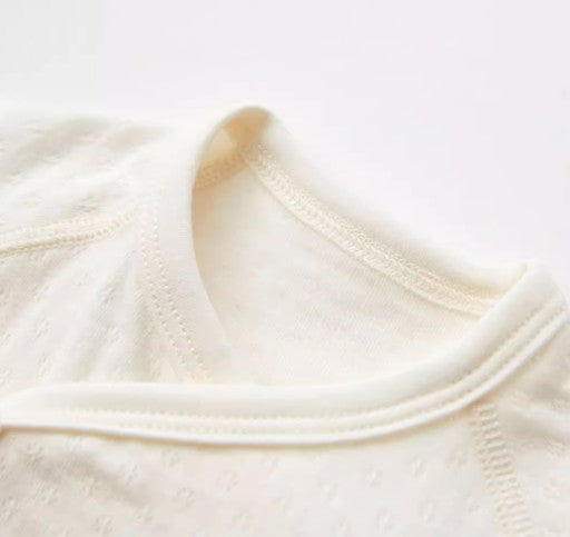 Baby Long-Sleeved Tie-Strap Onesie with Easy Diaper Change - Natural Baby Clothing丨Pure, organic, dye-free care, cozy and gentle for babies