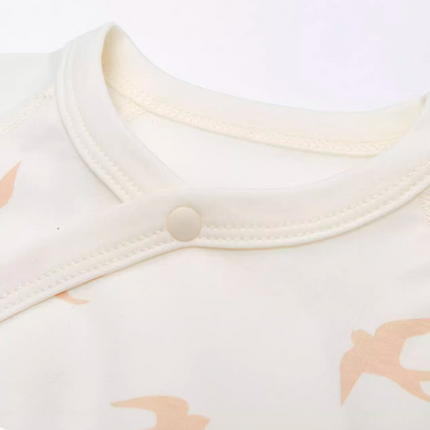 Collarless Snap Button Romper with Easy-On Design for Baby's Comfort - Natural Baby Clothing丨Pure, organic, dye-free care, cozy and gentle for babies