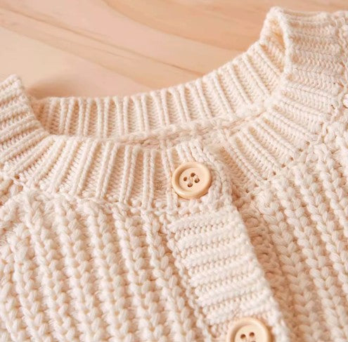 Knitwear Cardigan with Front-Opening Design for Easy Layering - Natural Baby Clothing丨Pure, organic, dye-free care, cozy and gentle for babies