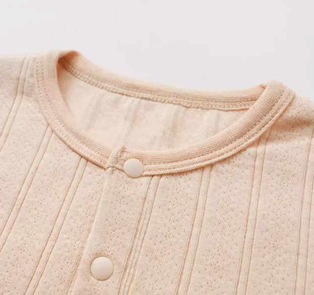 Baby Long Sleeve Crewneck Base Layer Top for Comfort - Natural Baby Clothing丨Pure, organic, dye-free care, cozy and gentle for babies