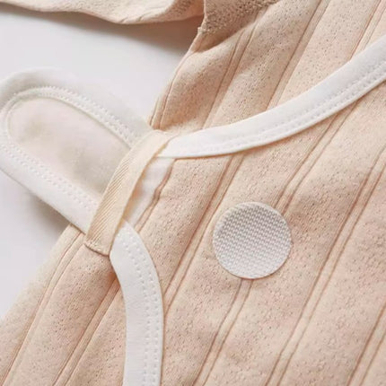 Diagonal Placket Tie-Strap Romper for Babies with Adjustable Fit - Natural Baby Clothing丨Pure, organic, dye-free care, cozy and gentle for babies