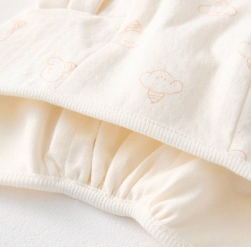 Baby Double-Layer Tie-Back Beanie with Adjustable Straps - Natural Baby Clothing丨Pure, organic, dye-free care, cozy and gentle for babies