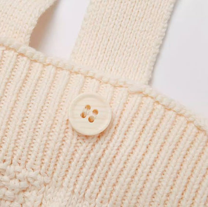 Natural Cotton Infants' Knitted Overalls Shorts with Adjustable Straps for Comfort and Versatility - Natural Baby Clothing丨Pure, organic, dye-free care, cozy and gentle for babies