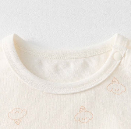Round-Neck Shoulder Snap Set with Comfortable Fit - Natural Baby Clothing丨Pure, organic, dye-free care, cozy and gentle for babies