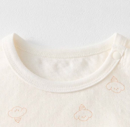 Round-Neck Shoulder Snap Set with Comfortable Fit - Natural Baby Clothing丨Pure, organic, dye-free care, cozy and gentle for babies
