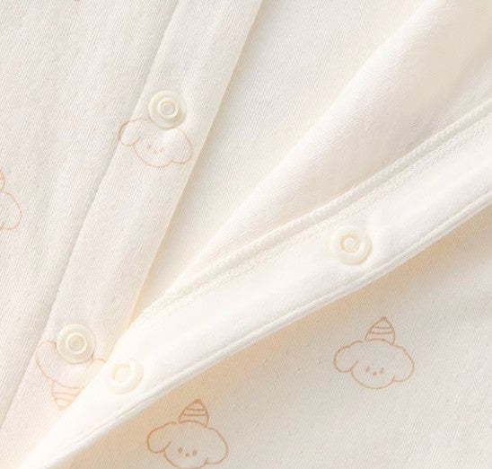 Baby Stand-Up Collar Front-Opening Onesie for Comfort - Natural Baby Clothing丨Pure, organic, dye-free care, cozy and gentle for babies