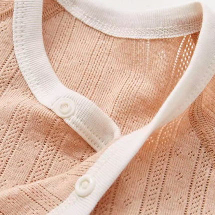 Diagonal Placket Tie-Strap Long Sleeve Romper for Baby - Natural Baby Clothing丨Pure, organic, dye-free care, cozy and gentle for babies