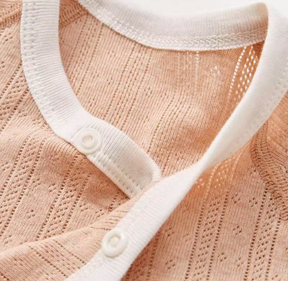 Diagonal Placket Tie-Strap Long Sleeve Romper for Baby - Natural Baby Clothing丨Pure, organic, dye-free care, cozy and gentle for babies